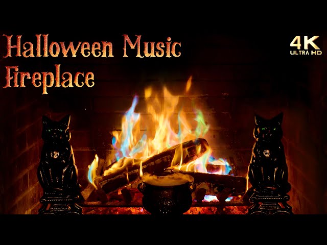 Halloween Fireplace with Instrumental Halloween Music Ambience - Halloween Background - Spooky Fire