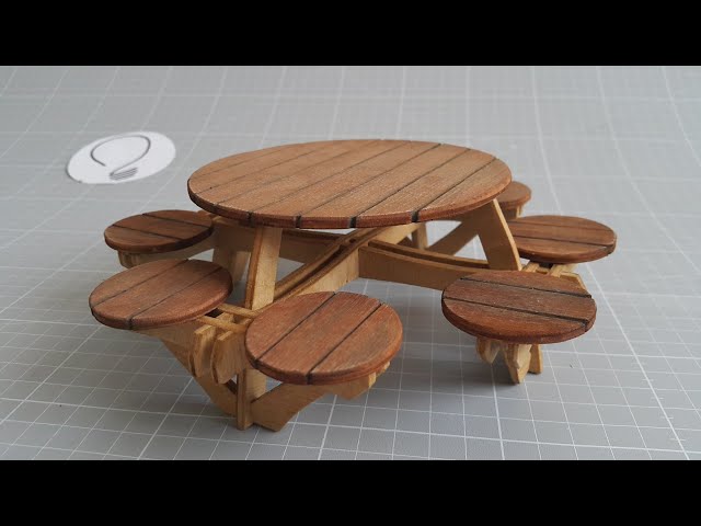 Round Picnic Table - Miniature Furniture