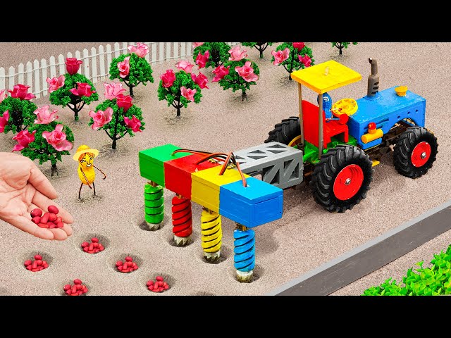 Diy tractor making mini Rainbow Hole Drilling Machine | diy Planting mini Flower Garden | HP Mini