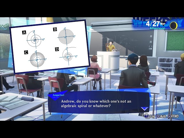 Which one's not an Algebraic Spiral | Persona 3 Reload: 27 April Class Question Correct Answer