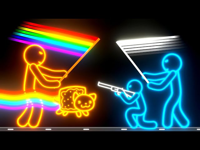 Rainbow vs Monochrome Stickman Tower War