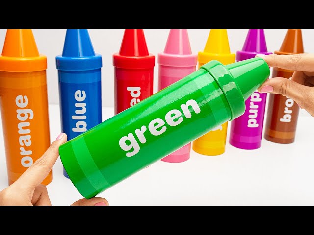 Colorful Giant Crayons with Surprise Toys - Best Educational Video for Toddlers
