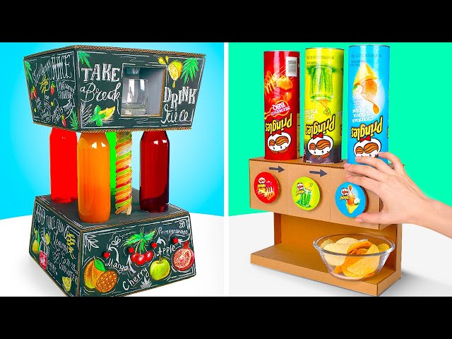 DIY Drinks and Chips Machines || Awesome Food Dispensers From Cardboard