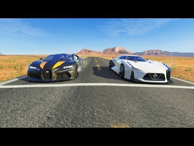 Nissan Concept 2020 Vision GT vs Bugatti Chiron Super Sport 300+ at Monument Valley