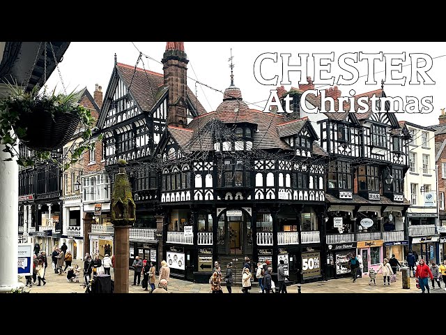 Chester Christmas Walking Tour of Medieval City - England 🇬🇧 - 4K 60fps
