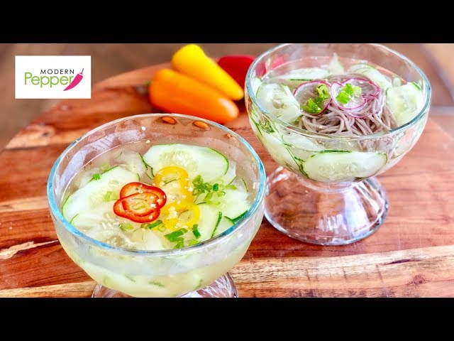 BEAT the summer heat🔥 with KOREAN 🥒Cold Cucumber Soup + COLD Soba Noodles [오이냉국]