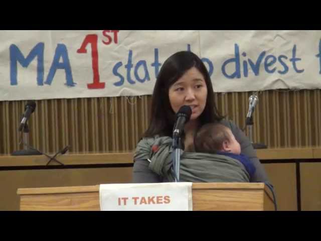 Boston City Councilor Michelle Wu speaks at #DivestMA Global Divestment Day