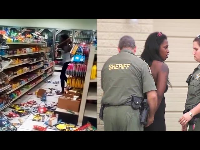 Girl destroys store and gets arrested! MUST WATCH!!!