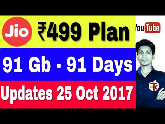 Jio ₹499 Plan 25 Oct 2017 ¦¦ 91Gb - 91 Days ¦¦ Unlimited Voice call ¦¦ जियो ₹499 प्लान 25 Oct 2017