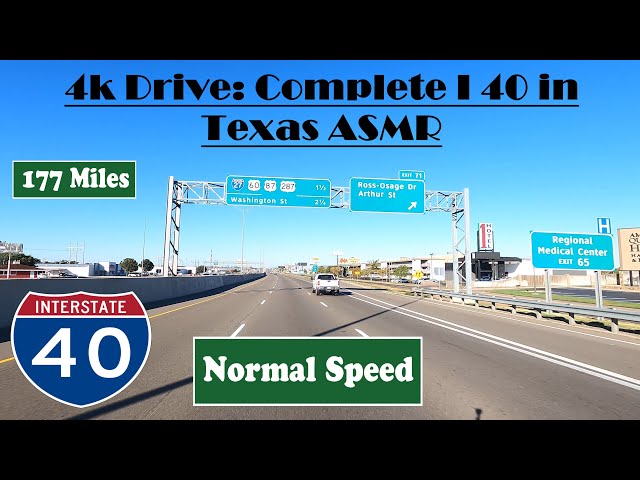 4k Drive: Complete I 40 in Texas ASMR .  177 Miles.  Interstate 40 West