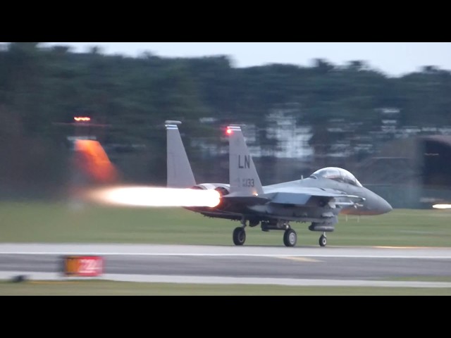F-15e evening takeoff from RAF Lakenheath 5th April 2018
