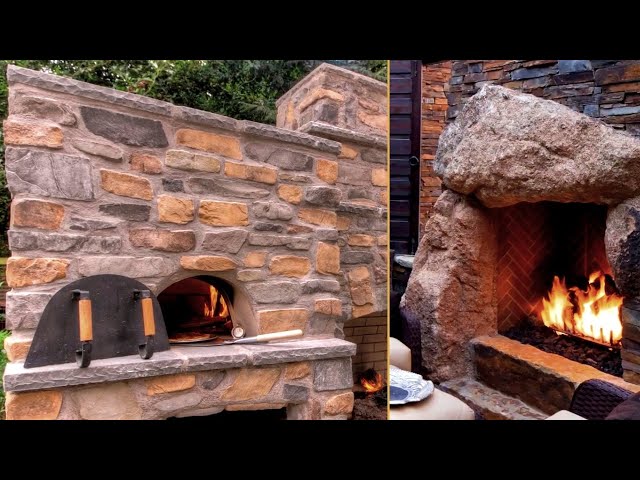 Outdoor Fireplace Made of Brick and Stone, Beautiful Garden and Yard (37+) Ideas