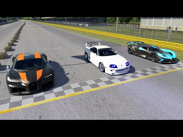 CP Toyota Drag Supra vs Bugatti Chiron Super Sport 300+ vs Bugatti Bolide