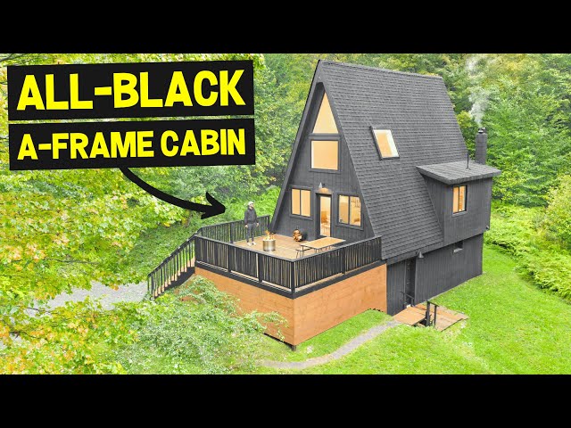 TINY BLACK A-FRAME CABIN w/ Superb Interior Design! (Full Airbnb Tour)