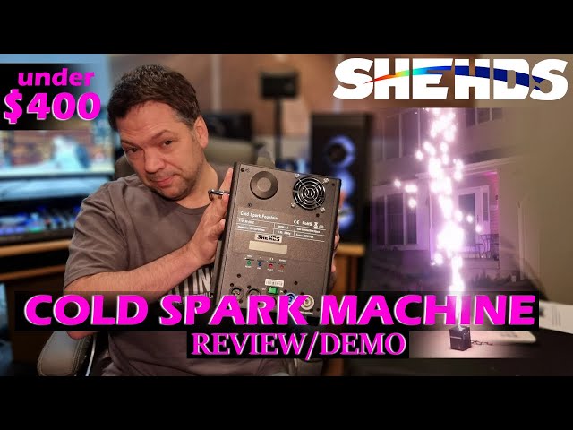 Cold Spark Machine from SHEHDS Lighting.  A review and demo of the 650 Watt (listed) Spark Machine.
