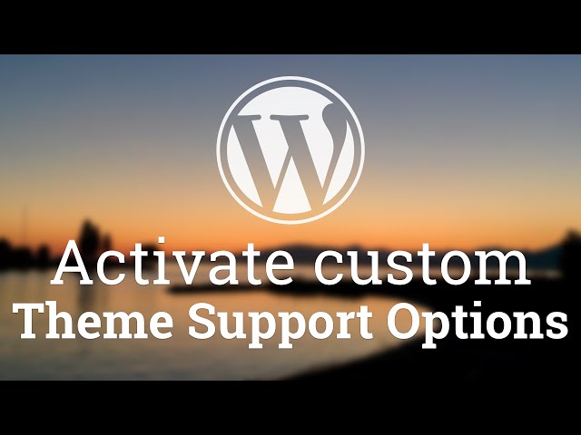 Part 8 - WordPress Theme Development - Activate Custom Theme Support Options