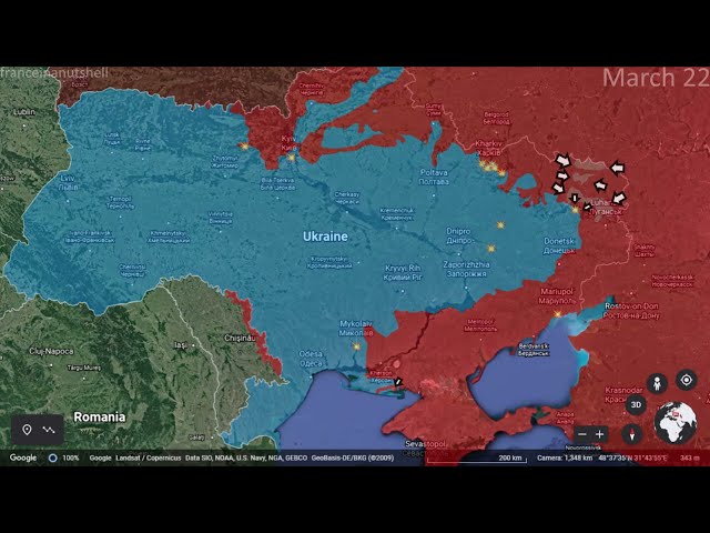 Russo-Ukrainian War: 22nd of March Mapped using Google Earth