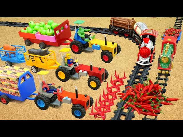Diy tractor making bulldozer repair train railway | Heavy truck carrying bricks,bad roads, muddy #1