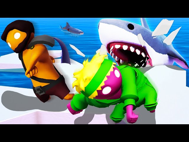 We FIGHT and RESCUE a HUGE SHARK...(Gang Beasts)