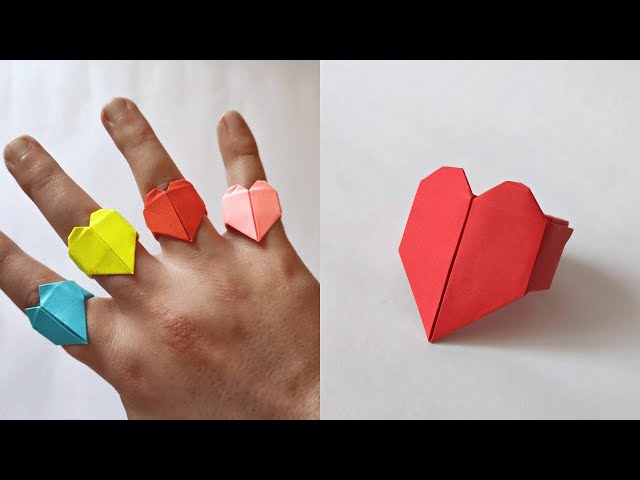 Origami HEART RING | How to make a paper rings tutorial | 4K