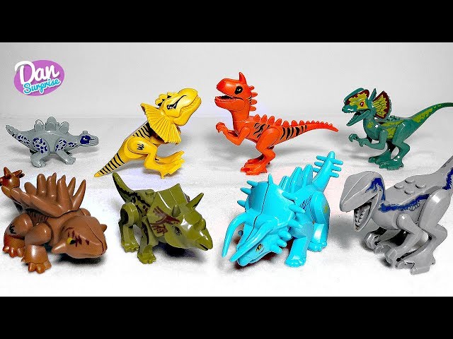 8 New Lego Bootlegs Jurassic World Dinosaur - Carnotaurus Stegoceratops Blue