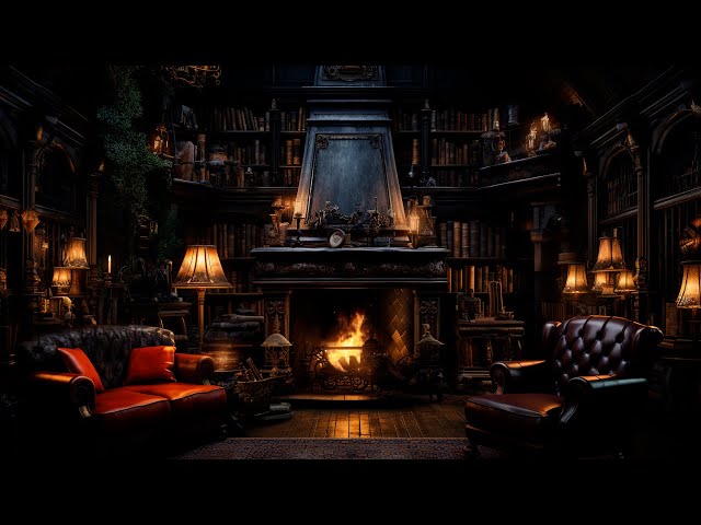 Rain Sounds | Reading Room Rain Sounds | Crackling Fire Ambience | 3 Hours Loop