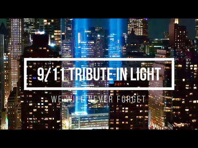 9/11 Memorial - New York City Skyline 2021 Tribute in Light 20 years later￼