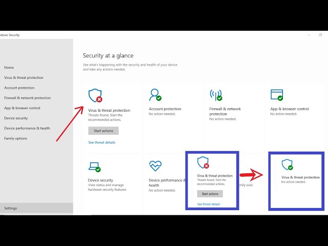 windows 10 virus and threat protection (start actions)