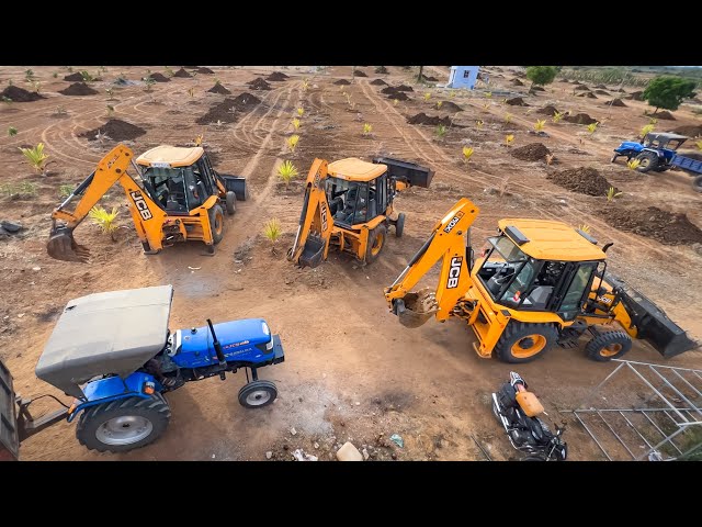 JCB 3DX Backhoe Loaders Mud Loading in Sonalika 47RX Mahindra 475 John Deere 5045 Swaraj 744 Tractor