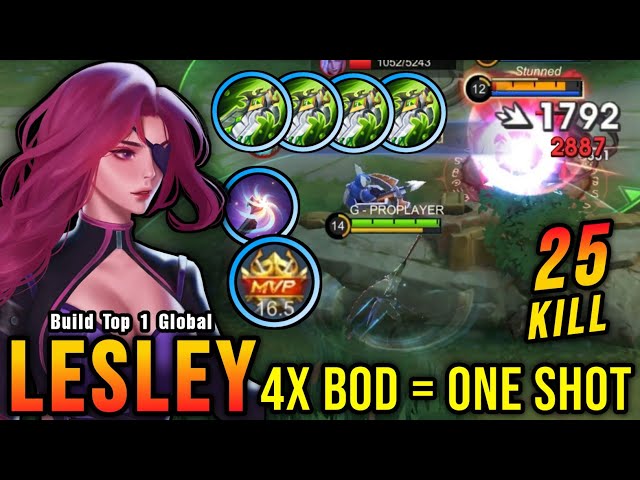 25 Kills!! One Shot Build Lesley with 4x Blade of Despair Build!! - Build Top 1 Global Lesley ~ MLBB