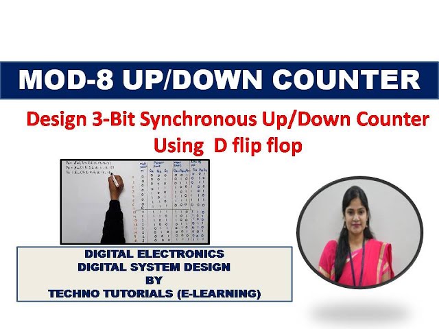 MOD-8 Synchronous Up/Down Counter Using D flip flop | 3-Bit Up-down counter using D flip flop