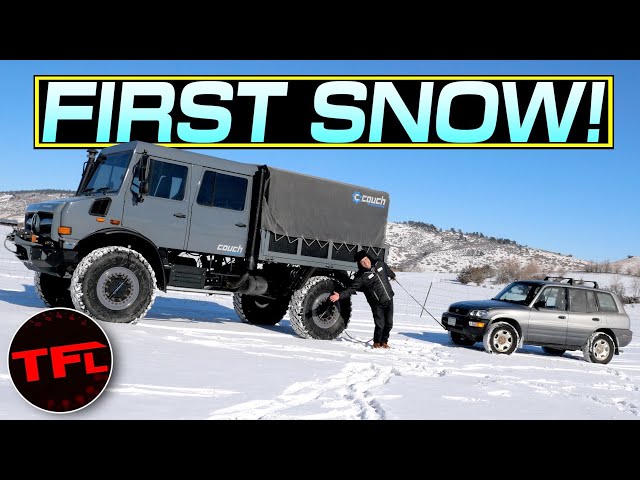 Can This MASSIVE Unimog Drag Tiny Car Up a Snow Covered Hill? I Bet You Already Know The Answer!