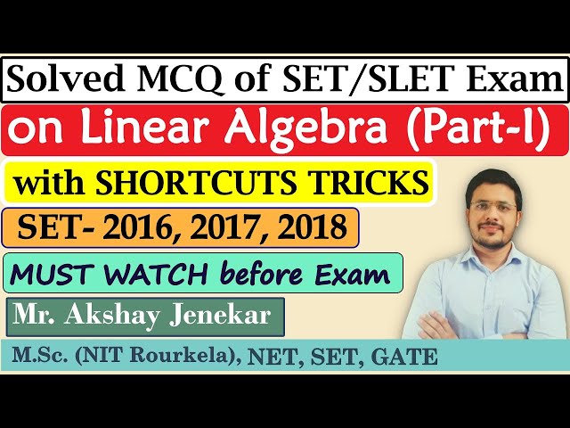 Solved MCQ on SET Exam | MH-SET Mathematics | Linear Algebra | Shortcut Tricks | SET Math 2016-2018