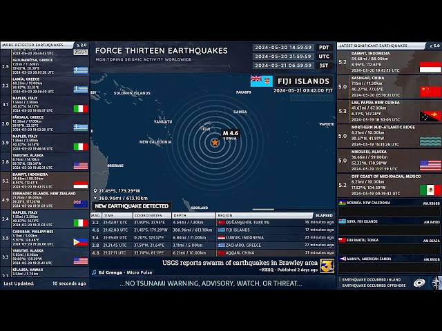 Force Thirteen Earthquakes | Live -  San Antonio, Puerto Rico - Kimbe, Papua New Guinea ∙