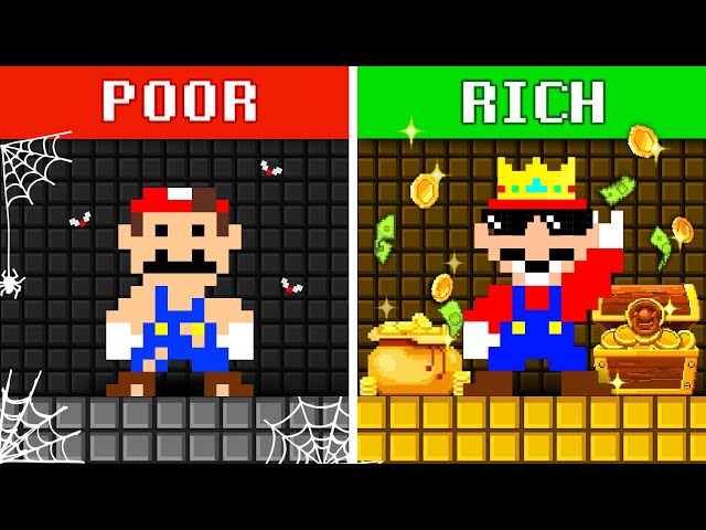 Mario POOR to RICH Challenge: If Every Coins = MORE MONEY in Super Mario Bros...