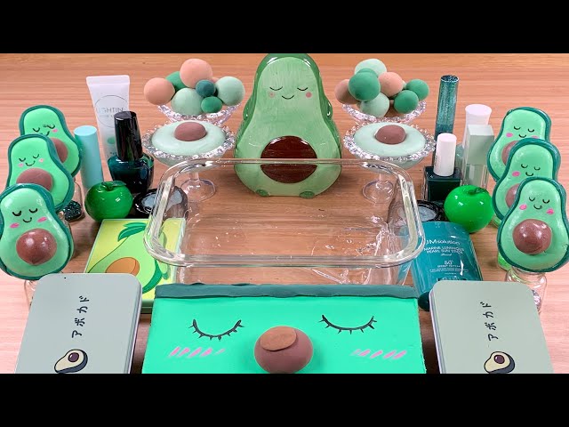 Avocado w CLAY★Mixing Makeup Eyeshadow Glitter into SLIME★ASMR★Satisfying Slime Video#085