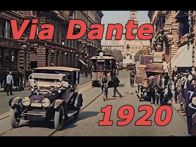 Milano 1920 - Anni '20 - Via Dante - Rimasterizzato con sound design aggiunto - 60fps
