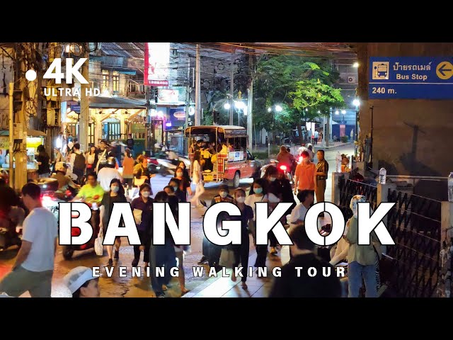 [4K UHD] Bangkok Evening Walk | Sathon Road (Saint louis & Surasak) to Sathon Pier