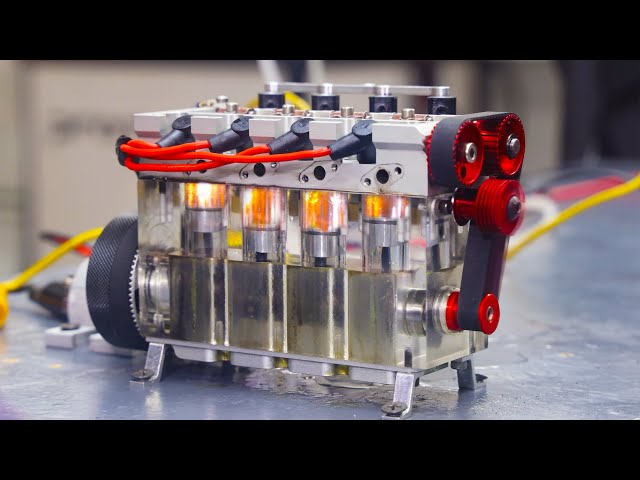 See Thru 4 Cylinder Engine - (In Slow Motion)