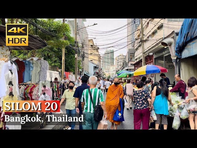 [BANGKOK] Silom 20 Morning Market "Exploring Local Market & Thai Street Foods"| Thailand [4K HDR]
