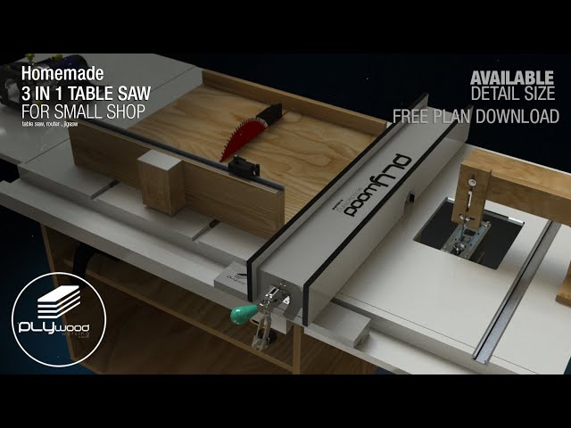 Homemade 3 in 1 Table Saw For Small Shop - Free Plan available - old project ( Re-make)