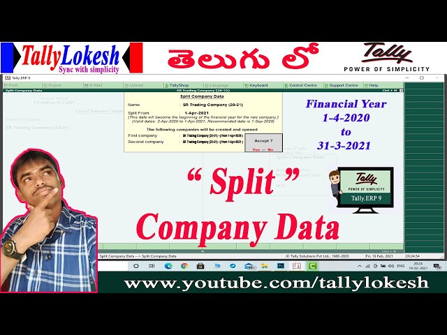 Tally ERP 9 | Split Company Data in Tally Telugu | By Lokesh