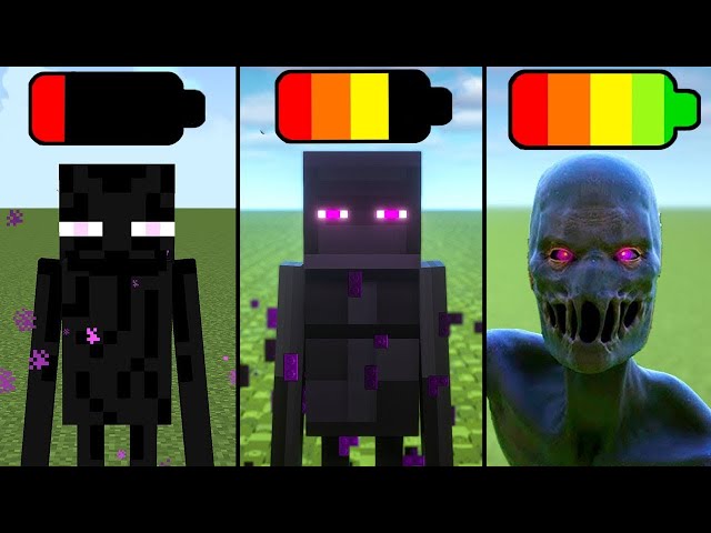 enderman with different phone batteries