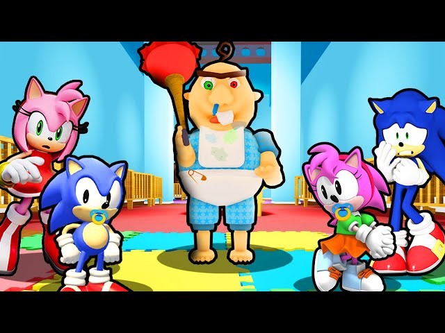 SONIC FAMILY VS ESCAPE BABY BOBBY DAYCARE IN ROBLOX
