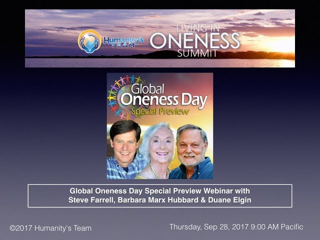 Global Oneness Day Preview with Barbara Marx Hubbard & Duane Elgin