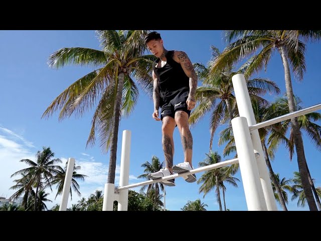 How To Muscle Up Jump On The Bar At Miami Beach (Cops Called)