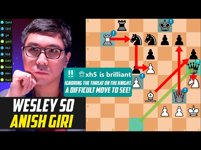 Wesley So *DESTROYED* Anish Giri with Brilliant Knight Sacrifice - Your Next Move (Blitz) 2018