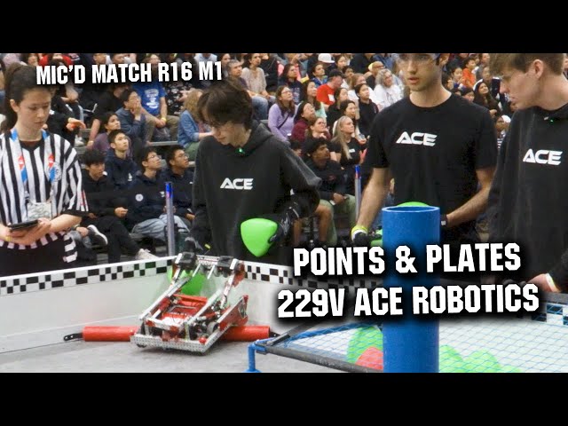 229V ACE Robotics Mic'd Match | VEX Worlds Research R16 Match 1 | Points & Plates