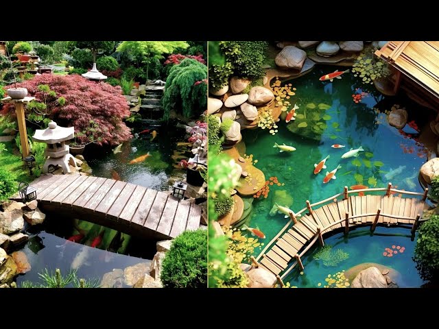 Beautiful Backyard Design, Pond Ideas With Bridge and Fishes, (37+) Brilliant Ideas!!