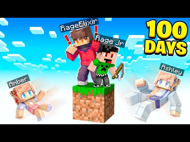 My Family Survived 100 Days on ONE BLOCK in Minecraft!